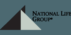 National Life Group Log of two triangles overlapping, one black and one light green